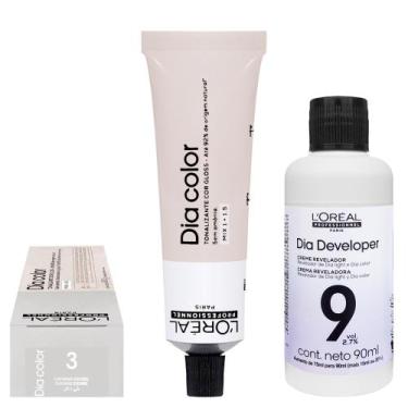Imagem de Loreal Tonalizante Dia Color 3 Castanho Escuro 60g Rev. 9 vol. 90 ml -
