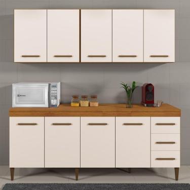 Imagem de Cozinha Completa 9 Portas E 3 Gavetas Atenas Naturalle Com Off White