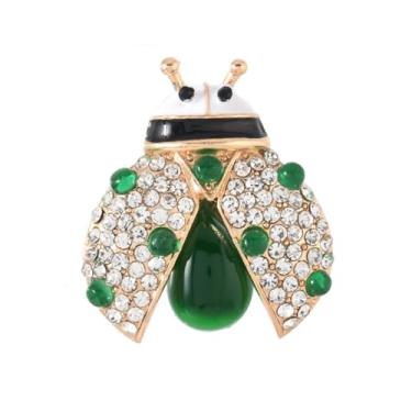 Imagem de Broche de joaninha de cristal de asa aberta para mulheres strass inseto besouro joias liga vintage bonito presente decorativo, Small, Metal, não