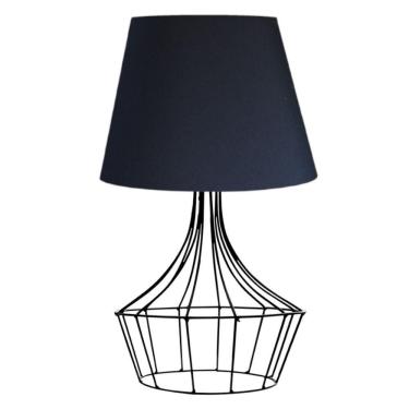 Imagem de Abajur De Mesa Aramado Balão Preto Cúpula Algodão