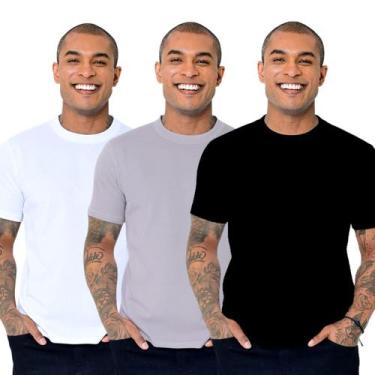 Imagem de Kit 3 Camisetas Tech Cotton Stretch - Camisaria Colombo, Branco, Preto