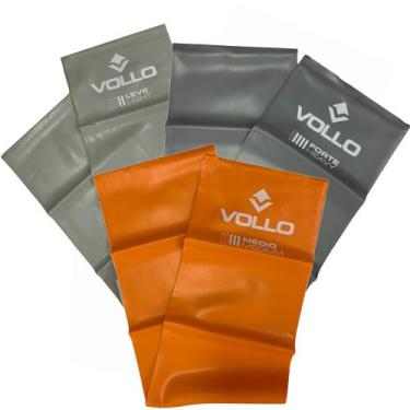 Imagem de Kit De 3 Faixa Elástica Tipo Thera Band Com 3 Níveis VLS3204 Vollo - V