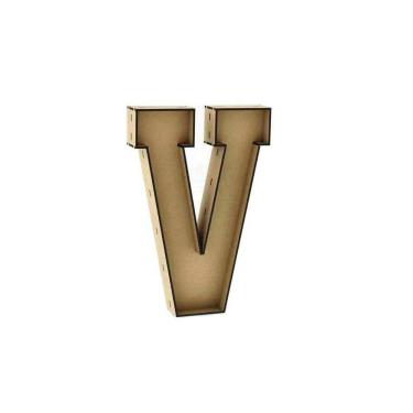 Imagem de Letra Caixa Grande V Mdf 30Cm De Altura Decoração