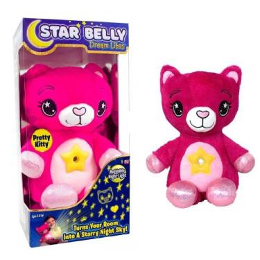 Imagem de Urso pelucia rosa projetor de estrelas musical abajur infantil meninas
