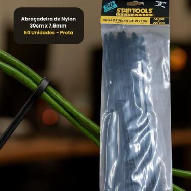Imagem de Abraçadeira De Nylon 30Cm X 7,6Mm Com 50 Unidades - Preta - Startools