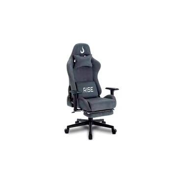 Imagem de Cadeira Gamer Rise Mode X02, Ângulo Ajustável, Braço 2D, Apoio Para os Pés Retrátil, Cinza Fabric - RM-CG-X02-GR-FBC