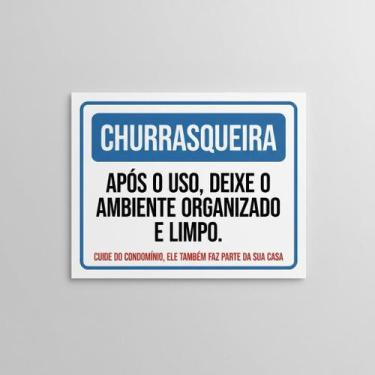 Imagem de Placa Acm Churrasqueira Uso Deixe Ambiente Organizado 18X23 - Sinalizo