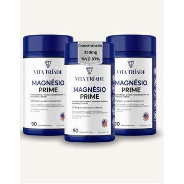 Imagem de kit 3x Magnésio 350mg concentrado Trio Bisglicinato Dimalato Citrato 2