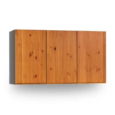 Imagem de Armário Aéreo 3 portas em Madeira e MDF Preto Island Artemobili