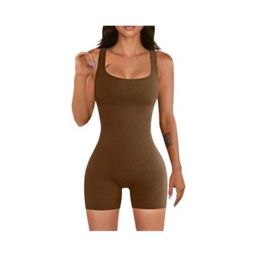 Imagem de Macacão feminino fitness shorts yoga leggings macacão para treino e ex