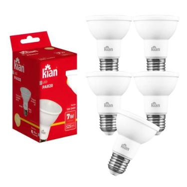 Imagem de 5 Lâmpada Led Par20 7w 2700k E27 Luz Branco-quente Spot Foco - kian, M