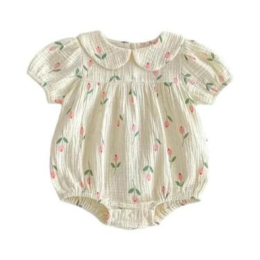 Imagem de Conjunto De Verão Em Algodão E Linho Floral Para Bebês: Body, Faixa De