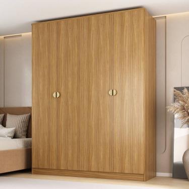 Imagem de Guarda-roupa Solteiro 100% Mdf 4 Portas 2 Gavetas Brescia Nogueira