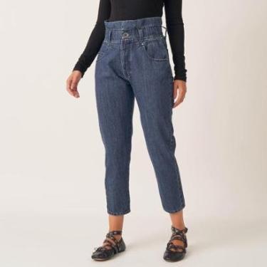 Imagem de Calça Jeans Mom Cintura Super Alta Cós Elástico Clochard-Feminino