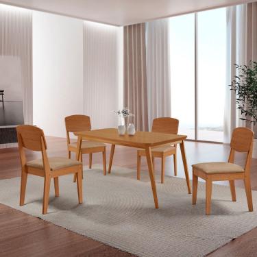 Imagem de Mesa de Jantar Copper 120cm Tampo Canto Copo MDF com 4 Cadeiras Copper Moderna Mobília