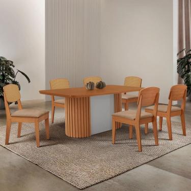 Imagem de Mesa de Jantar Aspen 180cm Tampo MDF Laminado com 6 Cadeiras Copper Premium Moderna Mobília