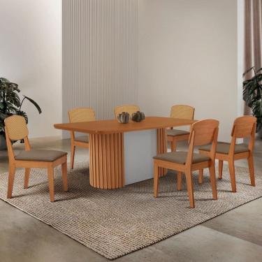 Imagem de Mesa de Jantar Aspen 180cm Tampo MDF Laminado com 6 Cadeiras Copper Premium Moderna Mobília