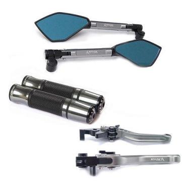 Imagem de Kit Manete Manopla Retrovisor Xj6 Fazer 600 Mt-07 Mt-09 - NoBrand, Tit