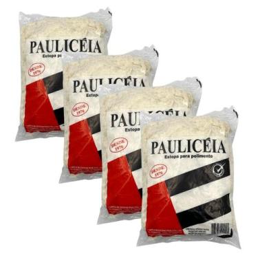 Imagem de Kit 4 Unds De Estopa Branco Pura Fina Para Polimento - PAULICÉIA