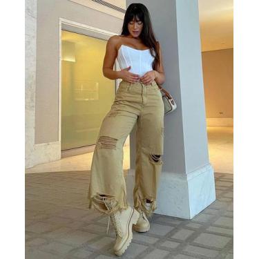 Imagem de Calça Cropped Flare Bege - Consciência Jeans, 40