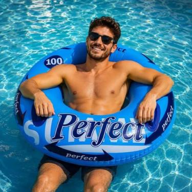 Imagem de Boia Redonda Inflável 100 Adulta Infantil Piscina E Praia - Ziom, Azul