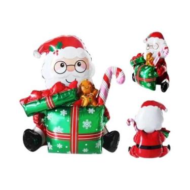 Imagem de Decoração De Árvore De Natal Grande Com Papai Noel, Pinguim, Cervo E B