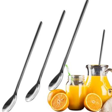 Imagem de Kit 3 Colheres Bailarina Inox Longa Jarra Suco Drink 30cm - Losan