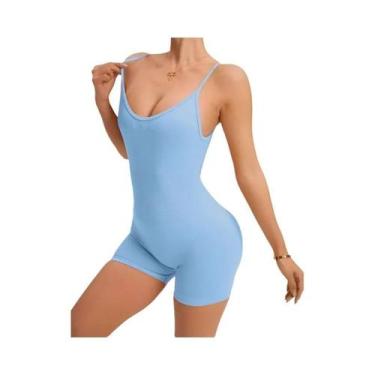 Imagem de Macacão De Yoga Feminino Em Cor Sólida Com Costas Cruzadas, Roupas De 