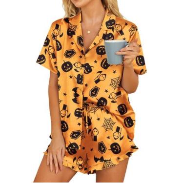Imagem de Pijamas HOTOUCH Matching Halloween Satin Sleep Set para mulheres