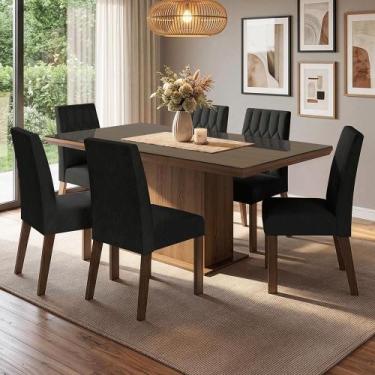 Imagem de Conjunto Sala de Jantar Tampo de Vidro 6 Cadeiras Rustic/Oxford Dinan 