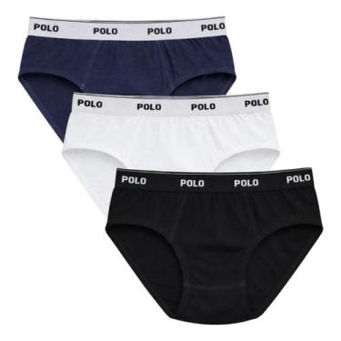 Imagem de Kit 3 Cuecas Slip Infantil PoloStar Cotton Algodão Forro Duplo Confort