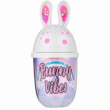 Imagem de Copo de viagem de pata de gato com canudo rosa copo de festa copo de gelo congelante caneca de presente para aniversário (coelhinho vibes branco P, 350 ml)