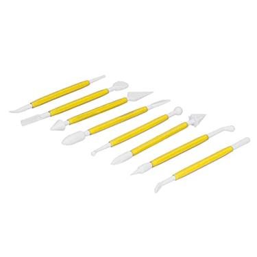 Imagem de Cortador de escultura de pastelaria, ferramenta de artesanato de pastelaria, utensílios domésticos, ferramenta de fondant faça você mesmo para modelagem de bolo para escultura de chocolate para rolamento de fondant para entalhe de padrão de flores (saco amarelo OPP)