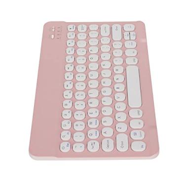 Imagem de Teclado do tablet, longa vida útil Função de bloqueio de tela Teclado sem fio Conexão estável Resistente Durável para laptop para tablet(Cor de rosa)
