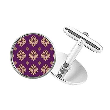 Imagem de DIYthinker Kingdom Golden Purple Art Illustration Abotoaduras com clipe de botão redondo