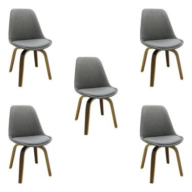 Imagem de Kit 5 Cadeiras Decorativas Sala e Escritório Linho Cinza