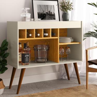 Imagem de Aparador Bar Adega New Odin OffWhite com Nature Rede Móveis