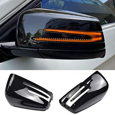Imagem de 1 par de capas de espelho retrovisor preto lado esquerdo direito espelho tampas para Mercedes Benz W204 W176 W246 W212 W221 C117 X204 X156 (preto brilhante)
