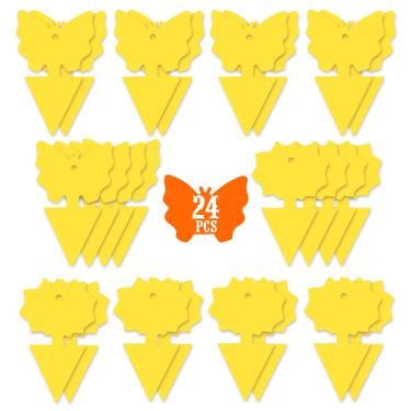 Imagem de 24 armadilhas adesivas para moscas de frutas, armadilhas de mosquitos para fungos, armadilhas de insetos para plantas, cozinha, ambientes internos e externos (24 amarelo claro)