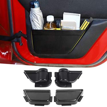 Imagem de RT-TCZ Bolsos de armazenamento para porta traseira dianteira, caixa organizadora com inserção lateral para Jeep Wrangler 2011-2018 JK JKU 4 portas acessórios de expansão de armazenamento interior preto 4 peças