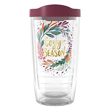 Imagem de Tervis Guirlanda de temporada de férias aconchegante EttaVee feito nos EUA, copo isolado de parede dupla, 473 g, clássico