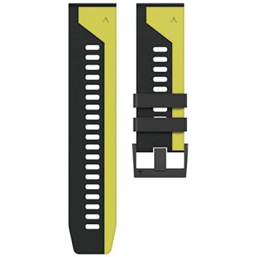 Imagem de GANYUU 22 26MM Silicone QuickFit Pulseiras para Garmin Fenix 7 7X 6X 6Pro EPIX Faixa Easyfit Fenix5 5X 935 945 Pulseira Smartwatch (Cor: Preto Amarelo, Tamanho: 22mm Fenix 7 -EPIX)