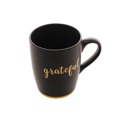 Imagem de Caneca de Cerâmica Grateful Preto Matt Amarelo 340ml Bon Gourmet