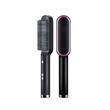 Imagem de Escova De Cabelo Alisadora Elétrica Pente Alisador Preta