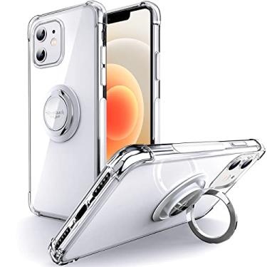 Imagem de Silverback Capa projetada para iPhone 12 transparente com suporte de anel, para iPhone 12 Pro, capa protetora macia de TPU (poliuretano termoplástico) com absorção de choque, à prova de choque para Apple iPhone 12 de 6,1 polegadas, transparente