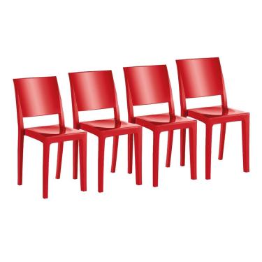 Imagem de Kit 4 Cadeiras Sala Jantar Hydra UZ4002 4 Un Polipropileno Vermelho - Kappesberg