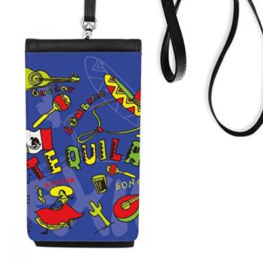 Imagem de Tequila Sombrero Guitarra Chili México Elment bolsa para celular suspensa bolso preto