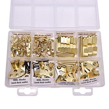 Imagem de Kit de pendurar imagens, variedade de cabides de imagem, ganchos de pendurar quadros resistentes com pregos para molduras de fotos montagem na parede 156 peças