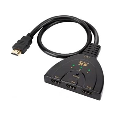 Imagem de Comutador HDMI 3 Portas, 4K HDMI Splitter 3 Em 1 Saída para HDTV, Switcher de Vídeo HDMI 3 Portas Com Indicador de Status, para DVD, STB, PC, DV, Projetor de Vídeo DLP