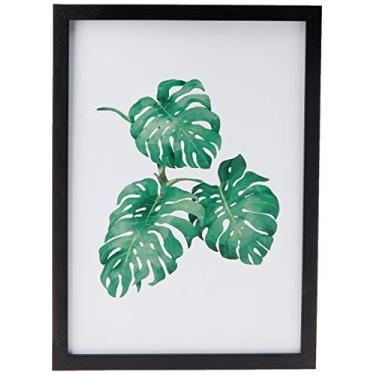 Imagem de Arte Maníacos Quadro Decorativo Folhas Costela de Adão - 46x32,5cm (Moldura caixa em laca preta)